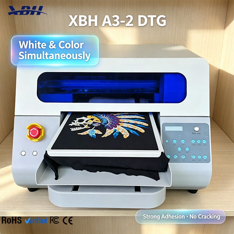 XBH A3-2 DTG Printer - Dual EPS F1080 Printheads 3-Min Full A3 Printing