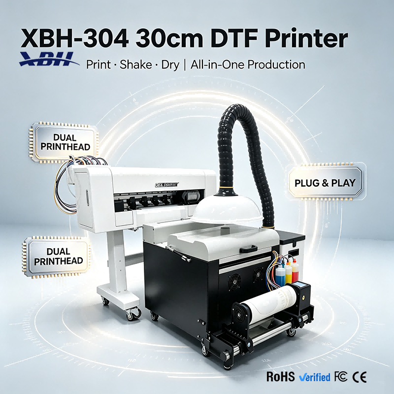 XBH-304 30cm DTF Printer - All-in-One Printing Powder Shaking & Drying