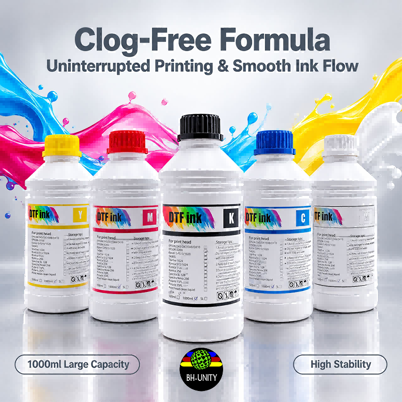dtf ink, cmykw dtf ink, direct to film ink, white dtf ink 1000ml, dtf printing ink