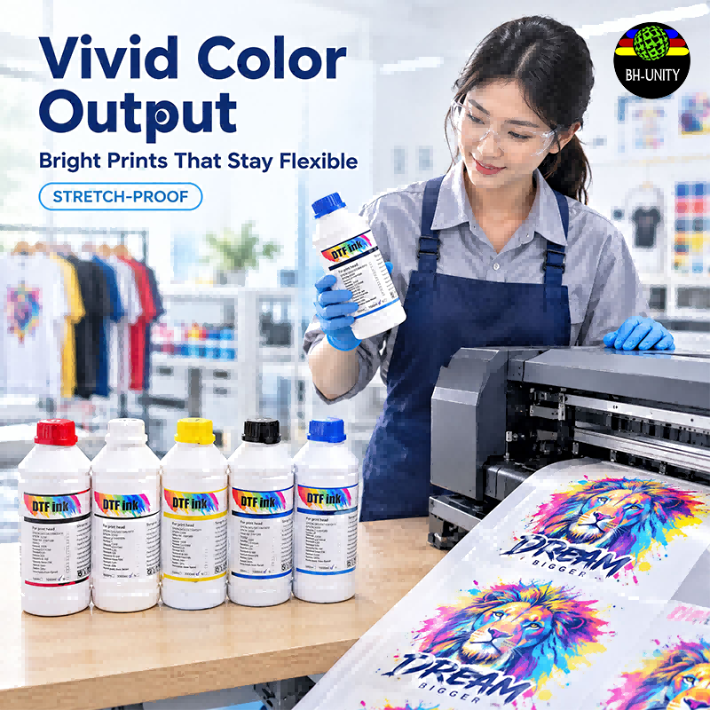 dtf ink, cmykw dtf ink, direct to film ink, white dtf ink 1000ml, dtf printing ink