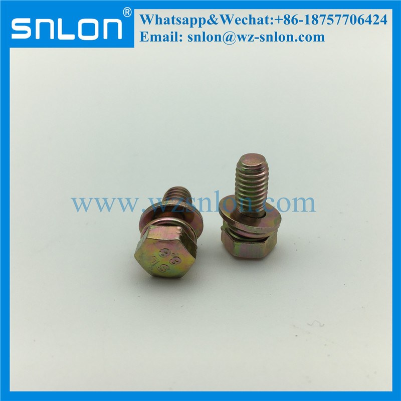 Carbon Steel Assembled Screw With Spring Washer And Flat Washer