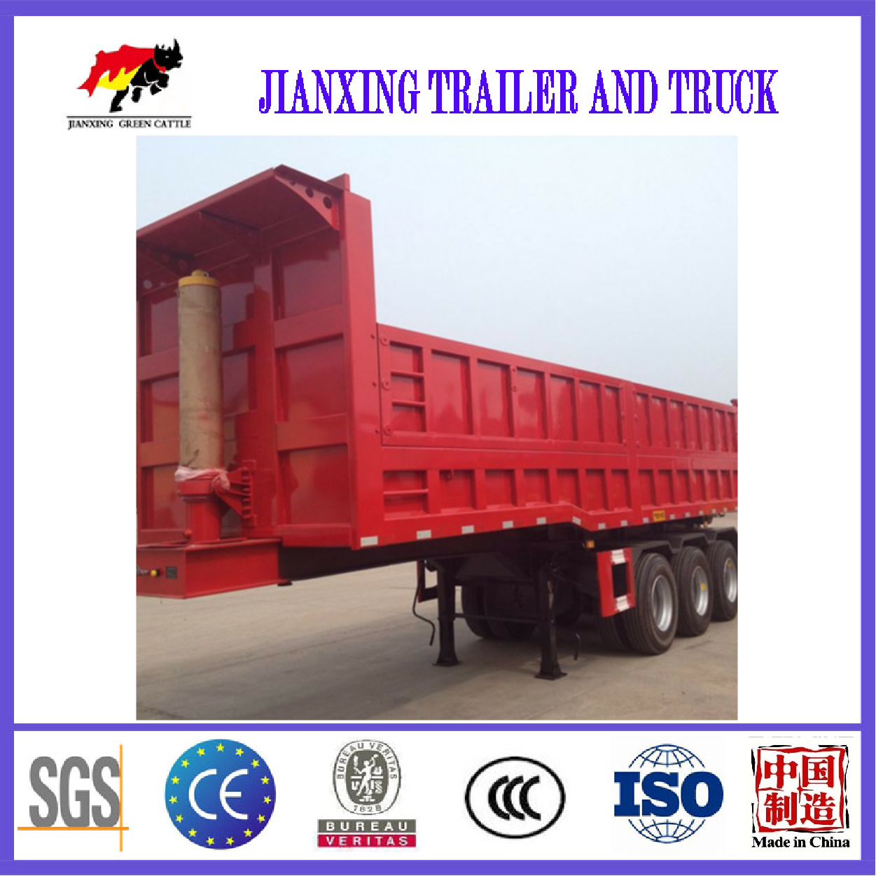 Supply 3 Axles Rear Tipper Semi Trailer Wholesale Factory - Jian Xing ...