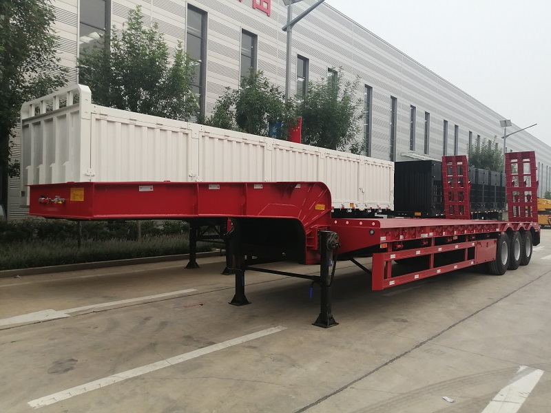 50 TON 80 TON LOW BED OR FLAT BED SEMI TRAILER FOR CONTAINER OR LARGE SCALE EQUIPMENT TRANSPORTATION
