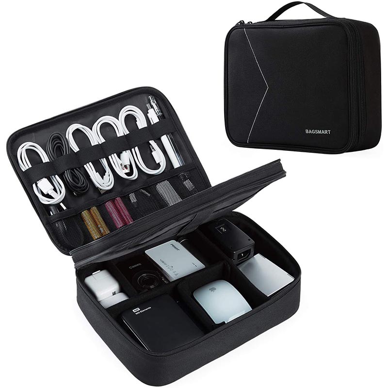 Malaking Double Layer Cable Organizer Bag Travel Electronic Bag