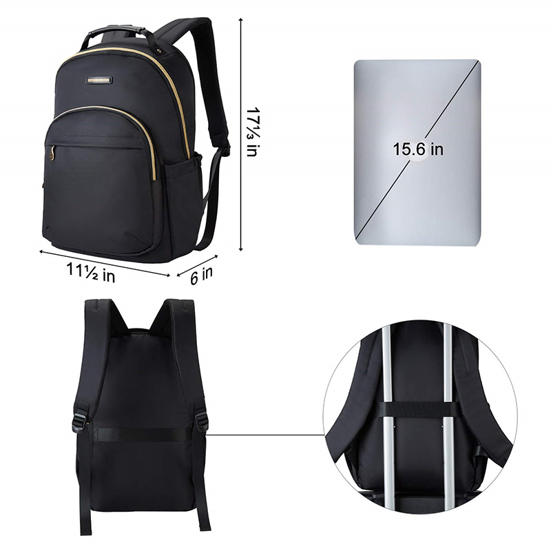 Black Professional Womens Laptop Backpack