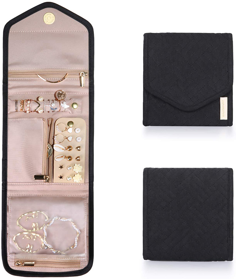 Mini Travel Jewelry Organizer Case Foldable Jewelry Roll