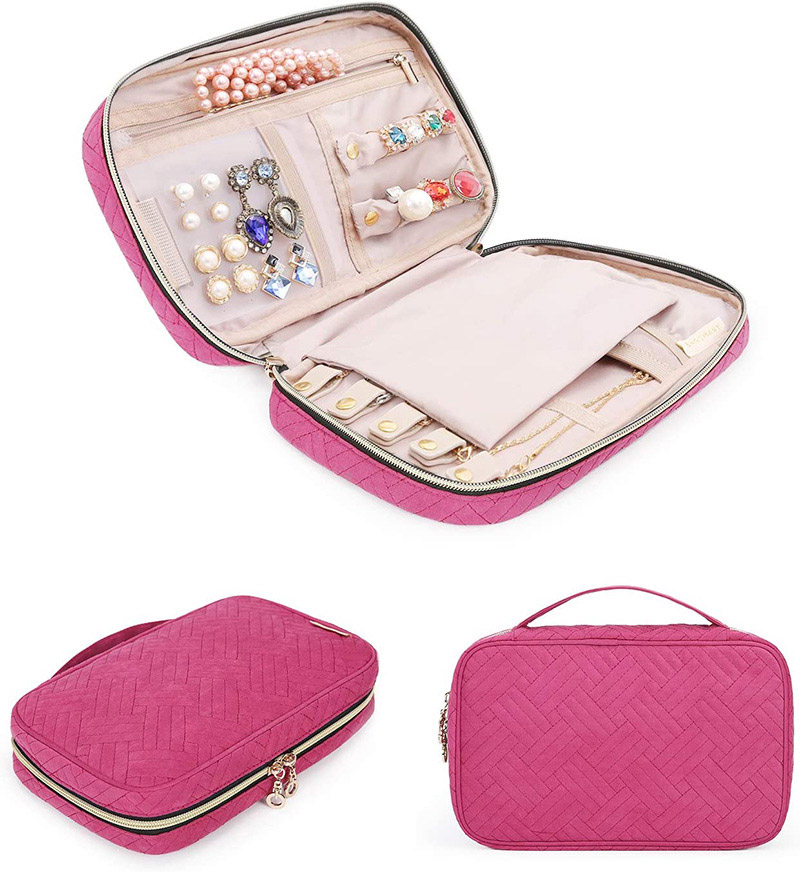 Zipped Velvet Travel Jewelry Box Travel Case