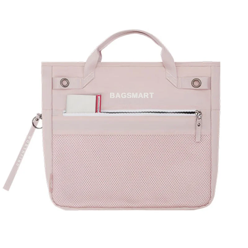 Espandibile con borsa tote con zip laterale Borsa per laptop da donna rosa