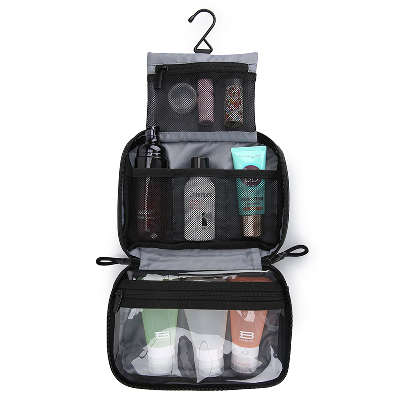 Makeup Bag Travel Cosmetic Bag With Brush Slots Vegan Leather Zipper