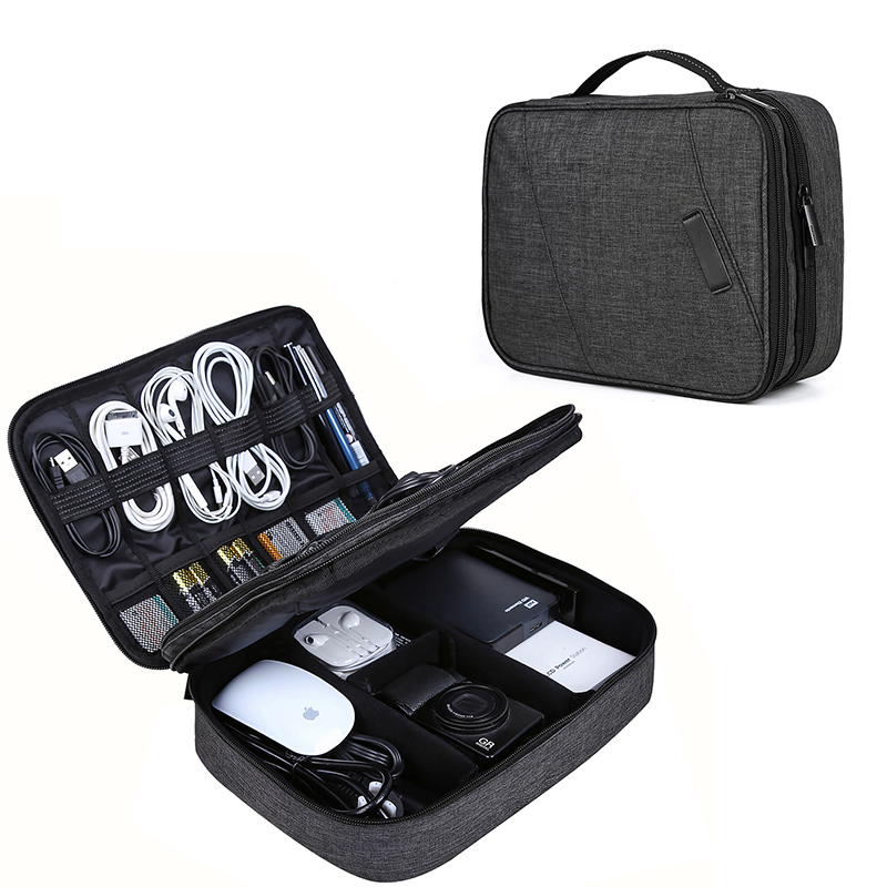 Double Layer Larger Electronic Organizer Travel Cable Organizer Bag