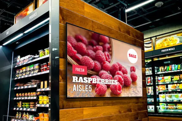 ¿Qué es la señalización digital en las tiendas de comestibles?