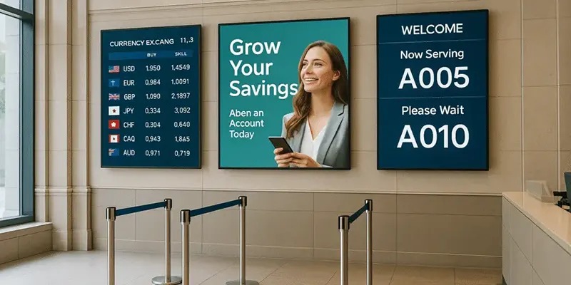 digital signage for banks