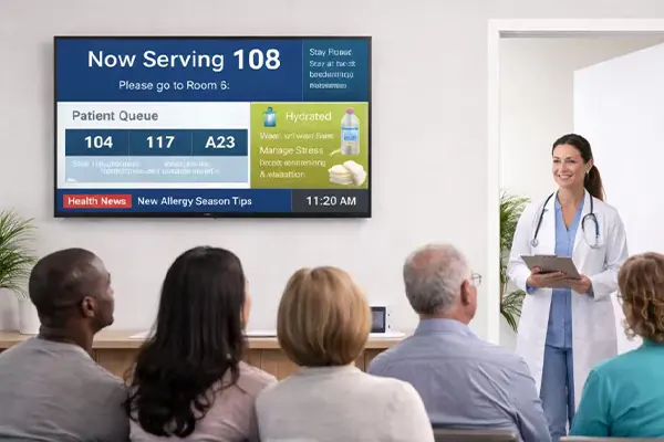 ما هي شاشات العرض الرقمية في غرف الانتظار؟