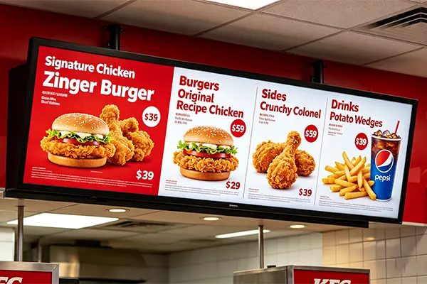 How KFC Enhanced Customer Experience with Digital Fast Food Menu Signs