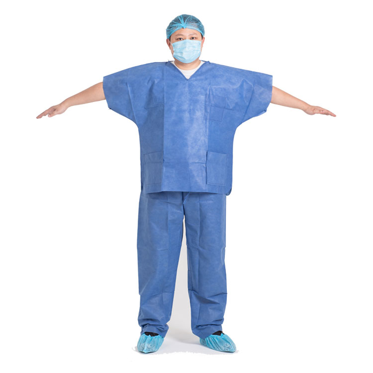 Supply Disposable Blue Medical Surgical Scrubs Suit Wholesale Factory