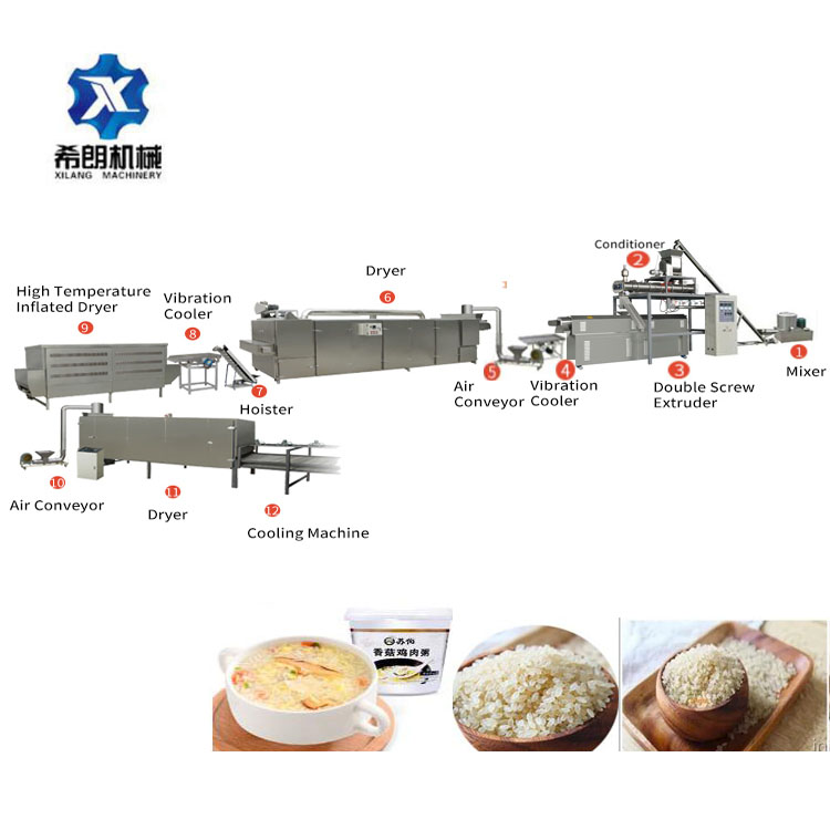 500-800kg/h capacity Industrial factory automatic Instant Artificial Rice Production line