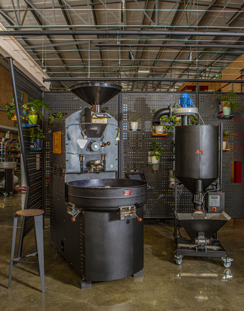 Genio สแตนเลสกลองเครื่องคั่วกาแฟ 3 กก. พร้อมสายพานลำเลียงอัตโนมัติ