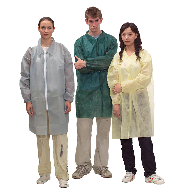 Gray Long Style 40gsm PP Non-Woven Lab Coat With Zipper Manufacturers, Gray Long Style 40gsm PP Non-Woven Lab Coat With Zipper Factory, Supply Gray Long Style 40gsm PP Non-Woven Lab Coat With Zipper