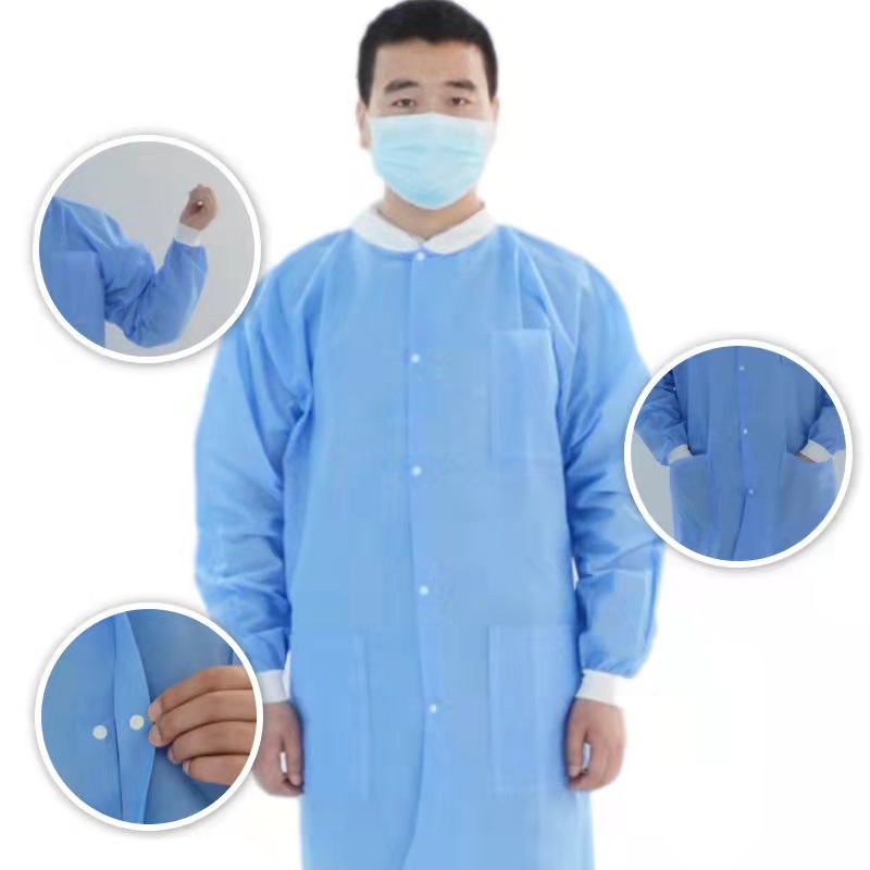 Light Blue 40gsm PP Non-Woven Sticker Lab Coat Manufacturers, Light Blue 40gsm PP Non-Woven Sticker Lab Coat Factory, Supply Light Blue 40gsm PP Non-Woven Sticker Lab Coat