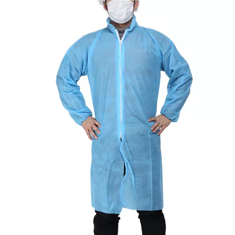 Light Blue 40gsm PP Non-Woven Lab Coat With Zipper Manufacturers, Light Blue 40gsm PP Non-Woven Lab Coat With Zipper Factory, Supply Light Blue 40gsm PP Non-Woven Lab Coat With Zipper