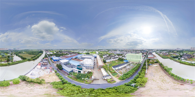 Vista panoramica aerea della fabbrica di scatole da asporto Hywins Paper