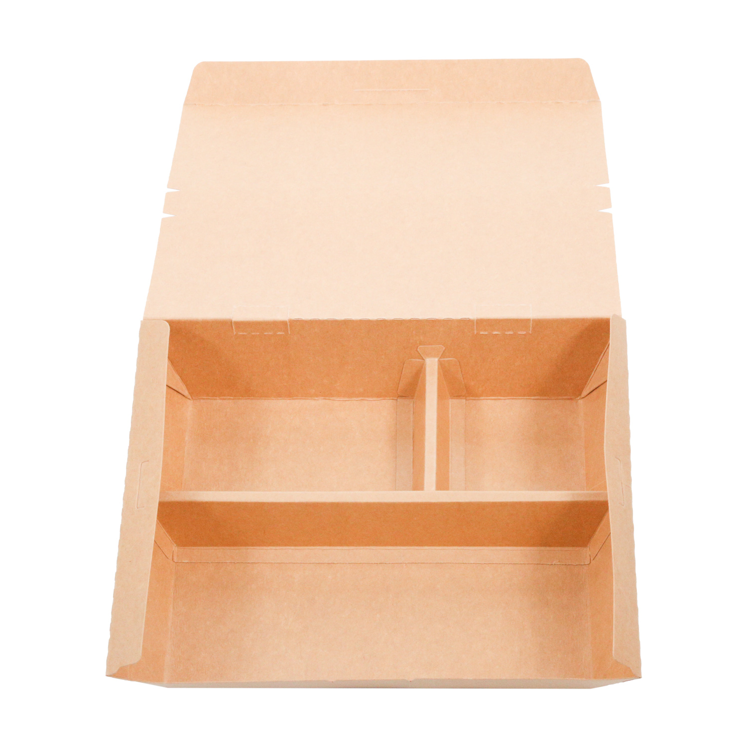Lancheira descartável 3 em 1 empilhável de papel pardo