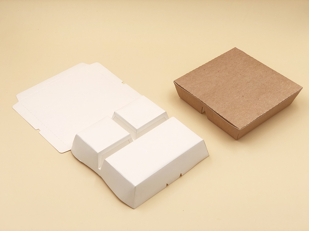 Embalagem de papelão com 3 compartimentos para alimentos quentes para viagem