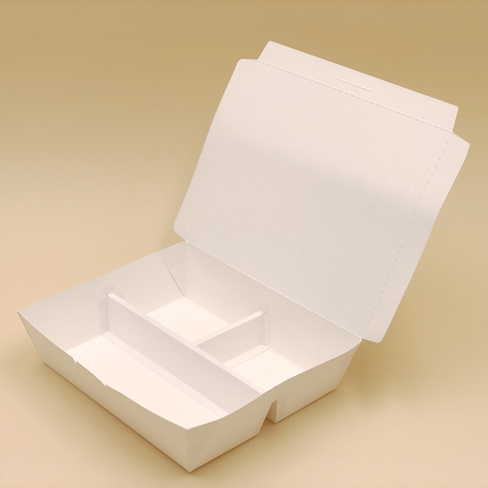 Embalagem biodegradável personalizada de 3 compartimentos para alimentos para viagem