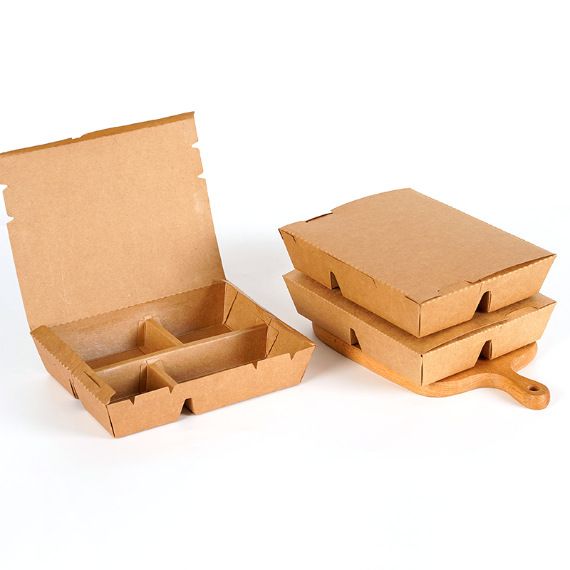 Caixa de entrega de alimentos de papel descartável com compartimento