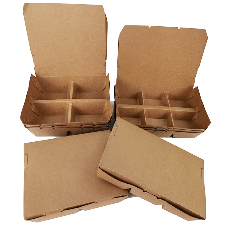 Caixa de entrega de alimentos de papel descartável com compartimento
