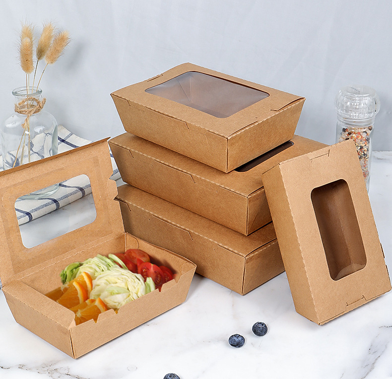 Caixa grande para comida para viagem com 3 divisões e janela