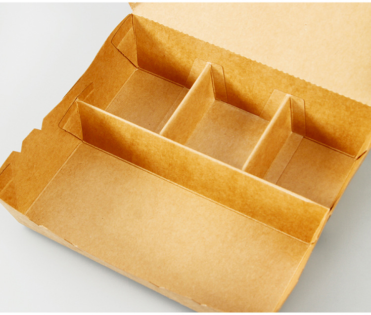 Recipiente de comida para viagem de papel kraft de 5 compartimentos de uma peça