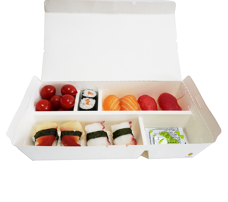 Caixa Bento descartável ecológica com 5 compartimentos para viagem