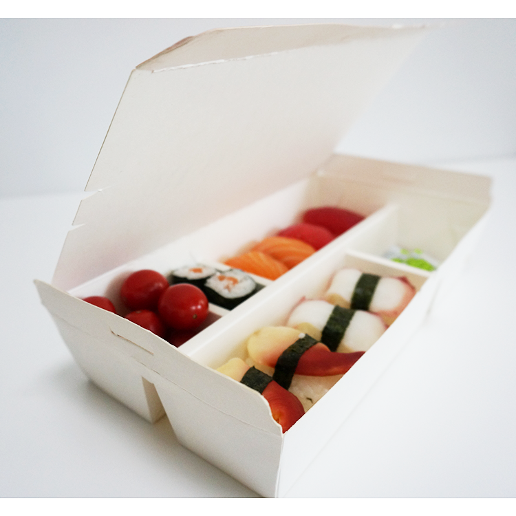Caixa Bento descartável ecológica com 5 compartimentos para viagem