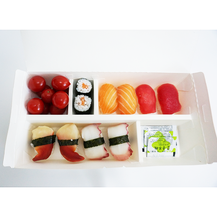 Caixa Bento descartável ecológica com 5 compartimentos para viagem