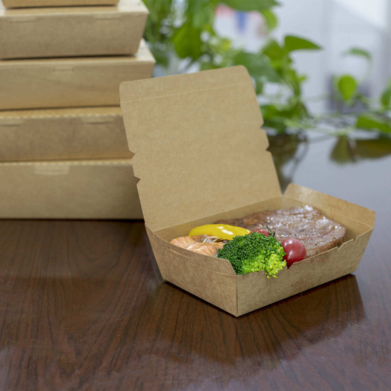 Caixa de papel kraft descartável para comida para viagem