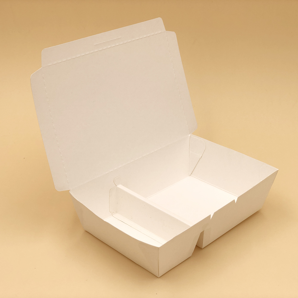 Caixa de almoço descartável de papel para viagem com 2 compartimentos de 900 ml