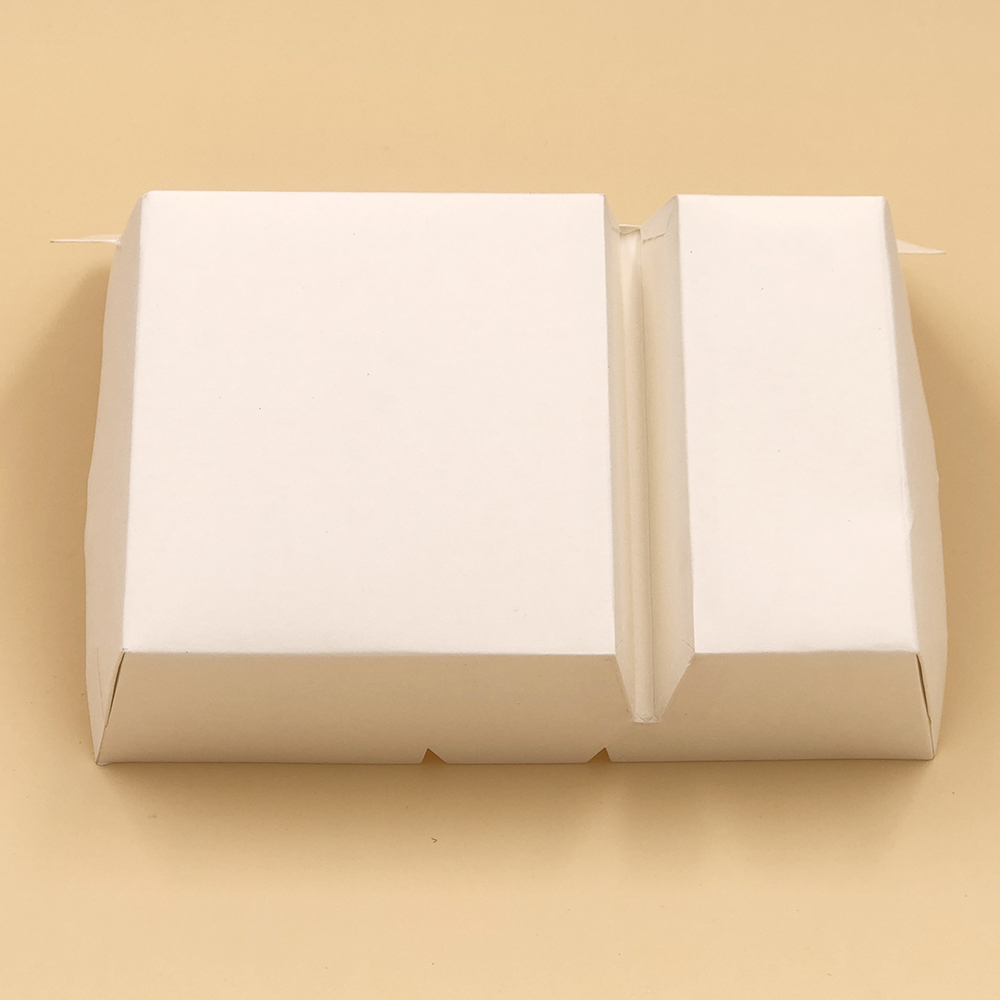 Caixa de almoço descartável de papel para viagem com 2 compartimentos de 900 ml