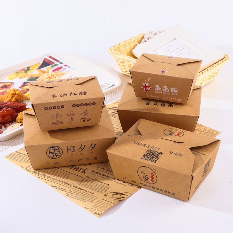 Ecologisch vriendelijke, op maat gemaakte, papieren lunchbox voor afhaalmaaltijden
