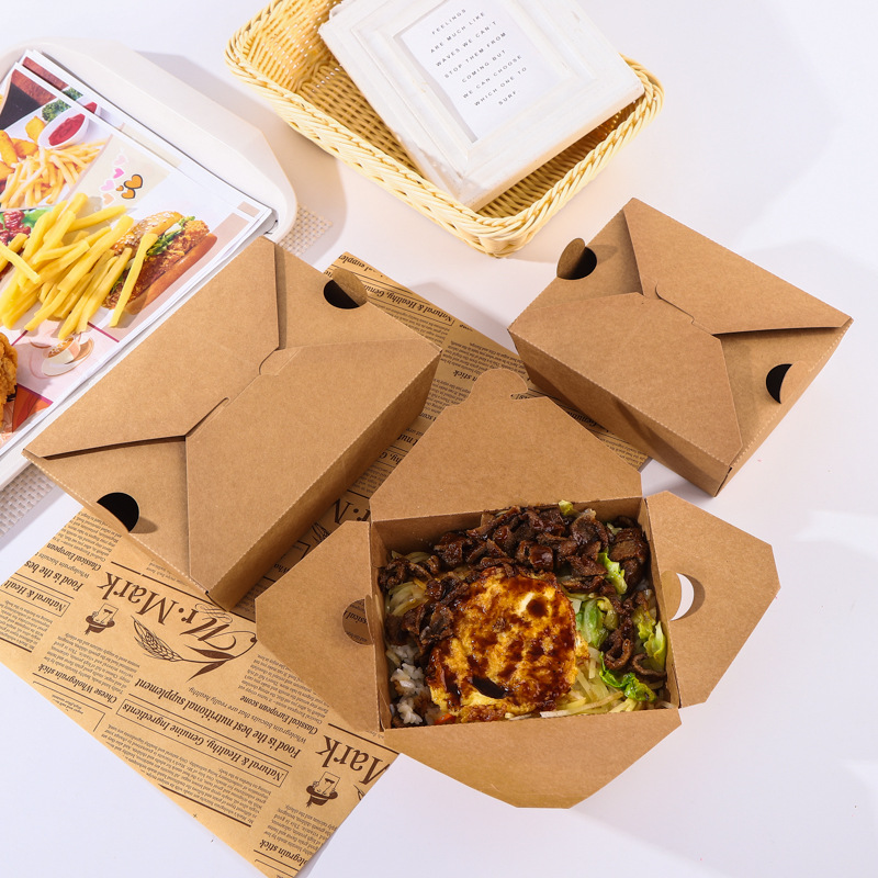 Ecologisch vriendelijke, op maat gemaakte, papieren lunchbox voor afhaalmaaltijden