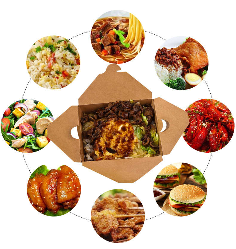 Ecologisch vriendelijke, op maat gemaakte, papieren lunchbox voor afhaalmaaltijden