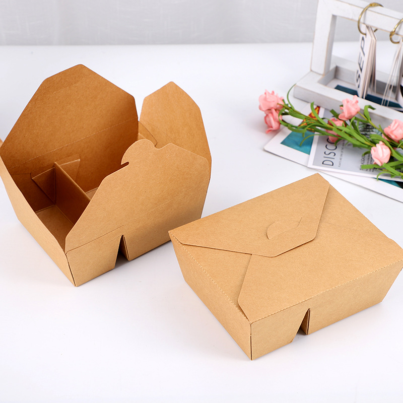 Recipiente descartável para alimentos de papel kraft com 5 compartimentos