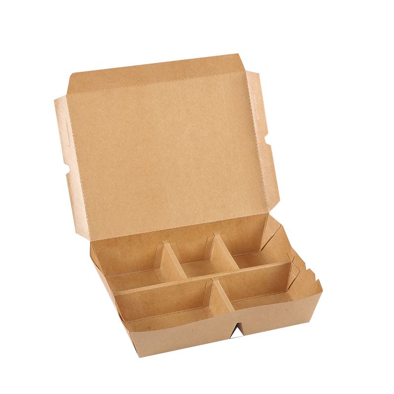 Recipiente descartável para alimentos de papel kraft com 5 compartimentos