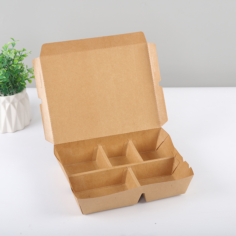 Recipiente descartável para alimentos de papel kraft com 5 compartimentos