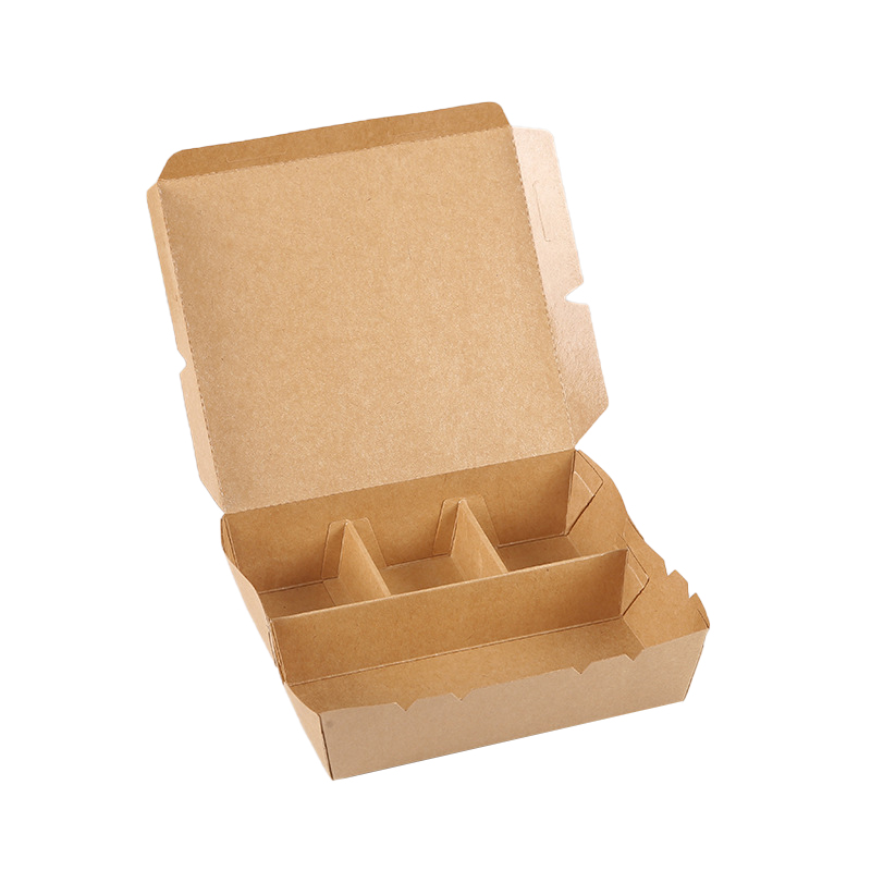 Recipiente descartável para alimentos de papel kraft com 5 compartimentos