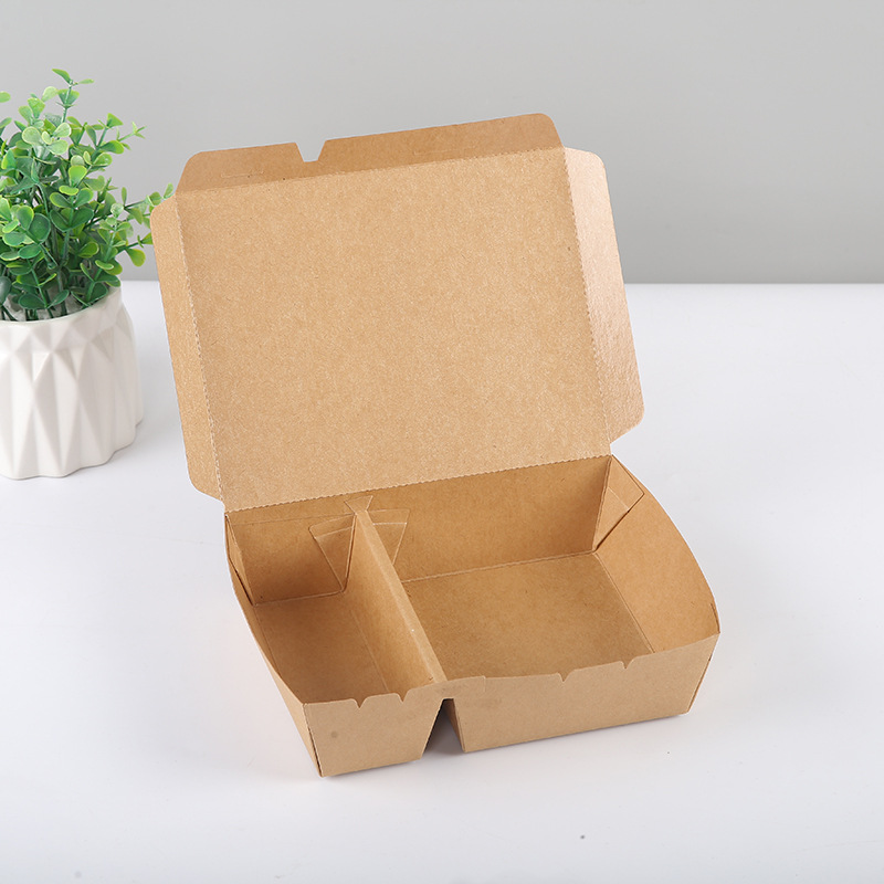 Recipiente descartável para alimentos de papel kraft com 5 compartimentos