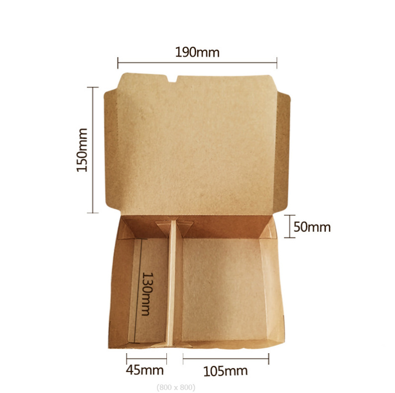 Lancheira de papel kraft biodegradável com 3 compartimentos e tampa
