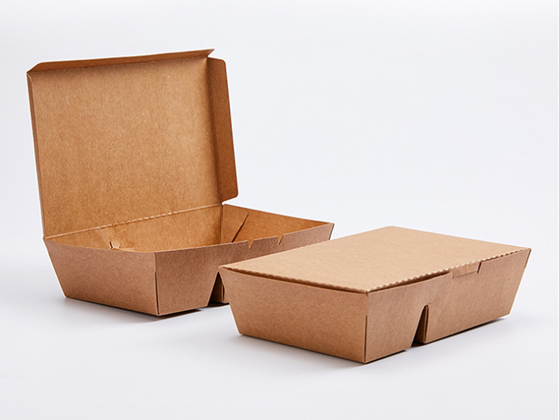 Lancheira de papel kraft biodegradável com 3 compartimentos e tampa