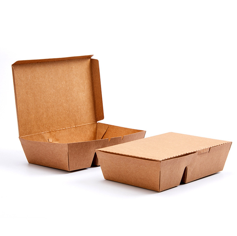 Lancheira de papel kraft biodegradável com 3 compartimentos e tampa