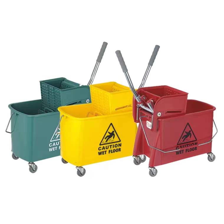 Enkele Mop Wringer Trolley Emmer Met Pers Wringer